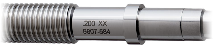 Lead screw assembly etched with serial number, lead and accuracy information