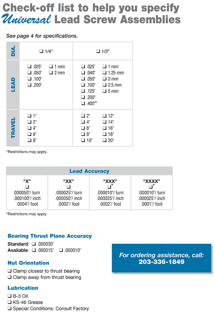 How to Specify Universal Lead Screw Assemblies